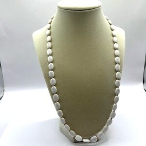 Napier Classic White Oval Bead with Gold Bead Necklace 24” Lightweight
